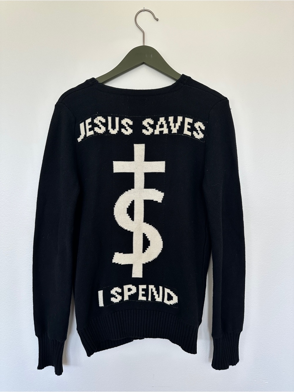 UNIF Jesus Saves I Spend Cardigan Sweater Black White XS Rare OG UNIF